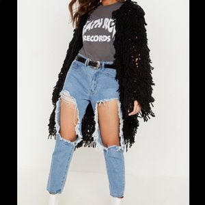 Shaggy cardigan sweater